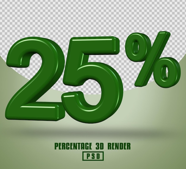 PERCENTAGE NUMBER 3D RENDER GREEN COLOR