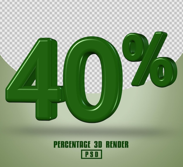 PERCENTAGE NUMBER 3D RENDER GREEN COLOR