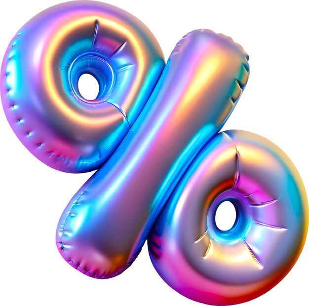 PSD percentage symbol foil holographic birthday party balloon graphic