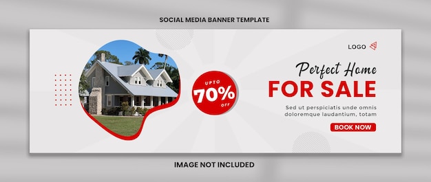 Perfect Home For Sale and Real Estate Twitter Banner Template Image Social Media Banner Template