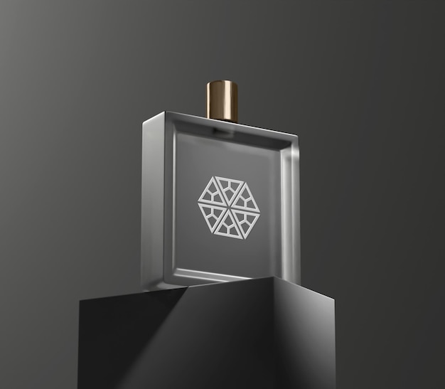 Perfume bottle mockup in dark background