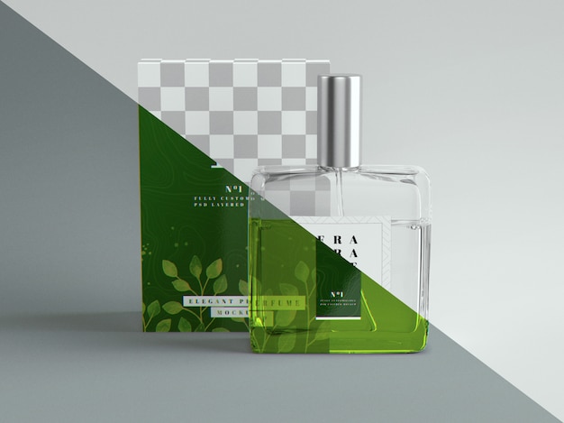 Perfume and packaging mockup