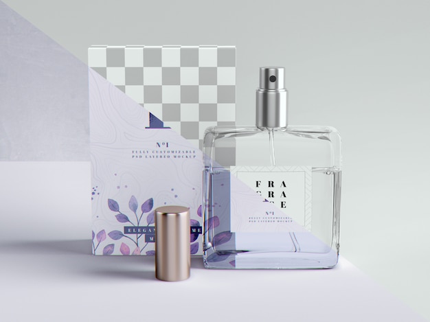 Perfume and packaging mockup