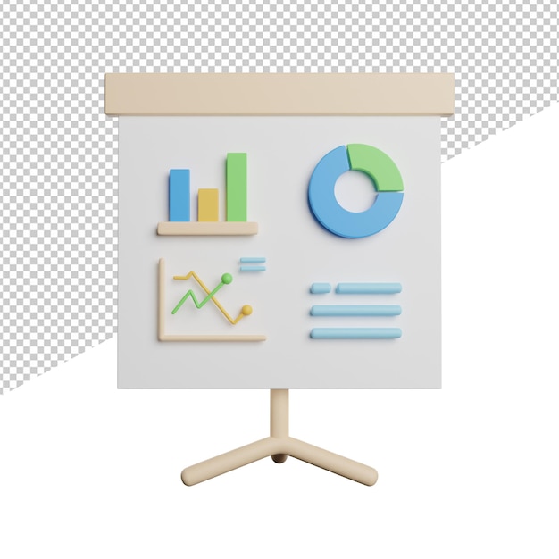 Persentation Planning Strategy front view 3d rendering icon illustration on transparent background