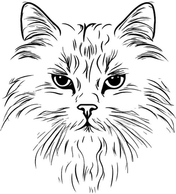 PSD persian cat face stencil elegant black silhouette for artisans