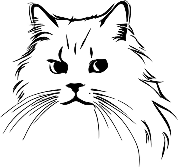 PSD persian cat face stencil elegant black silhouette for artisans