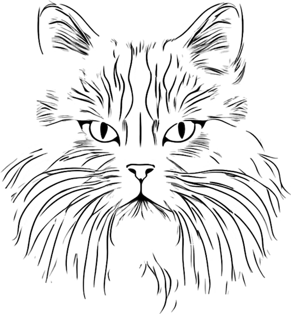 PSD persian cat face stencil elegant black silhouette for artisans