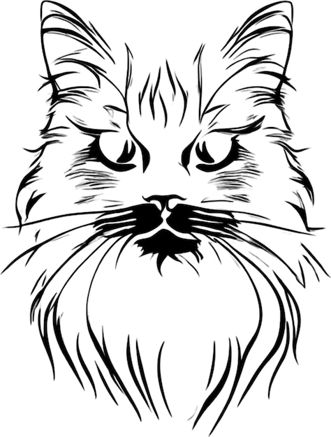 PSD persian cat face stencil elegant black silhouette for artisans