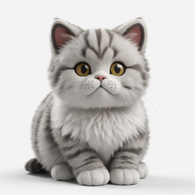 A persian stuffed cat on a white background