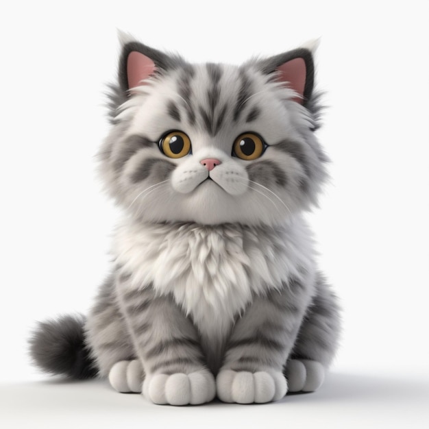 A persian stuffed cat on a white background