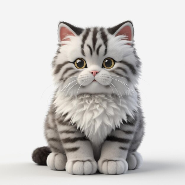 A persian stuffed cat on a white background