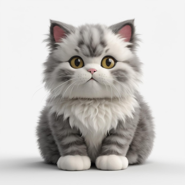 A persian stuffed cat on a white background