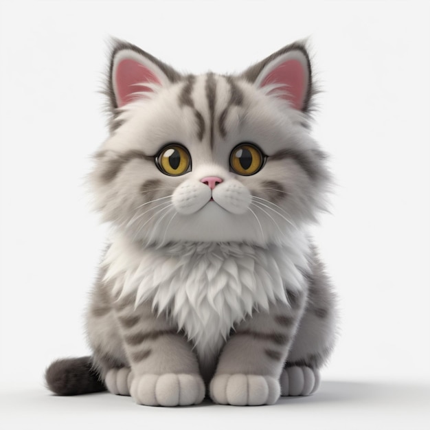 A persian stuffed cat on a white background