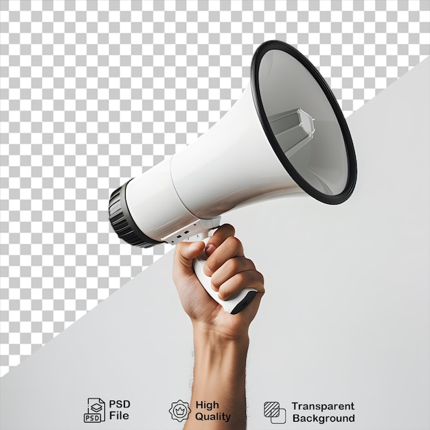 a person holding a megaphone on transparent background