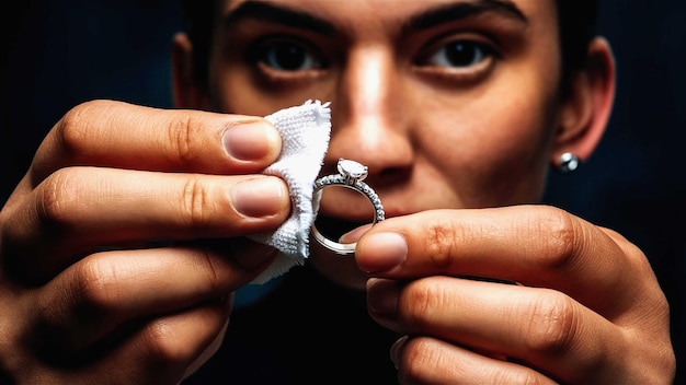 PSD a person holding a white object with a ring on it that says quot no quot