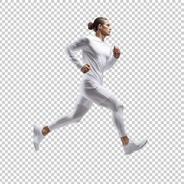 PSD person running isolated on transparent background