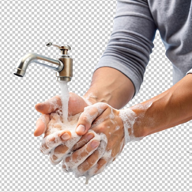 person washing hands with soap o