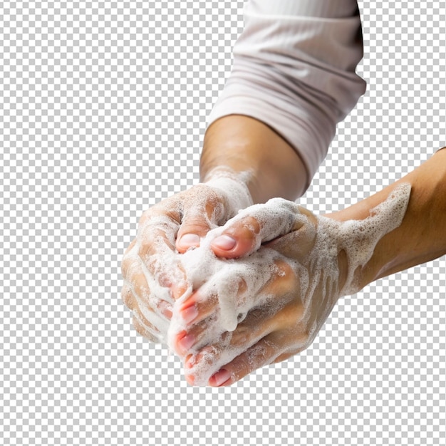 person washing hands with soap o