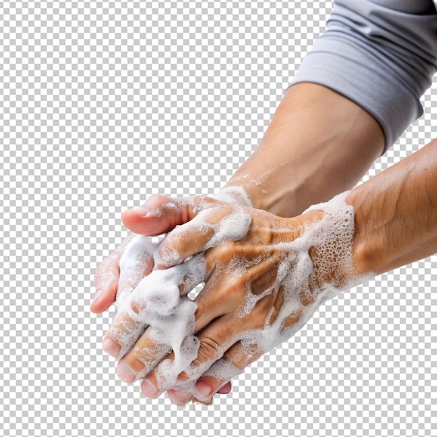 person washing hands with soap o