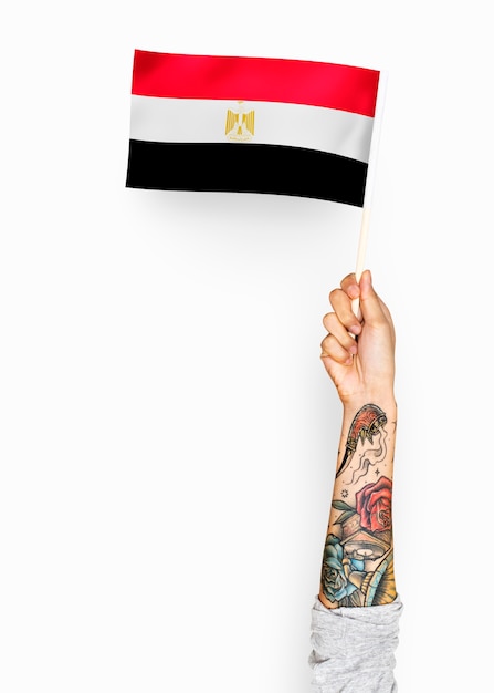 Person waving the flag of Arab Republic of Egypt