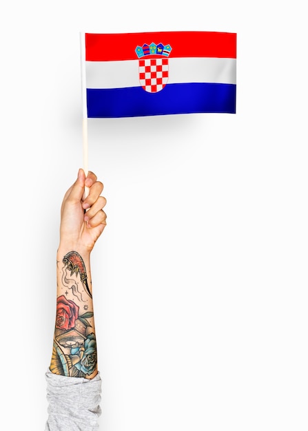 Person waving the flag of Republic of Croatia