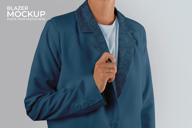 Person wearing blazer mockup design