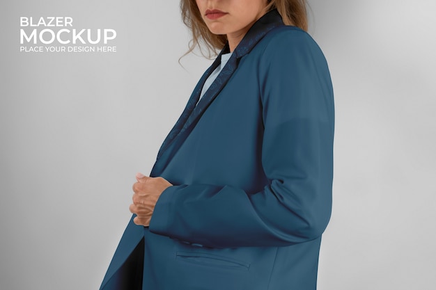 Person wearing blazer mockup design