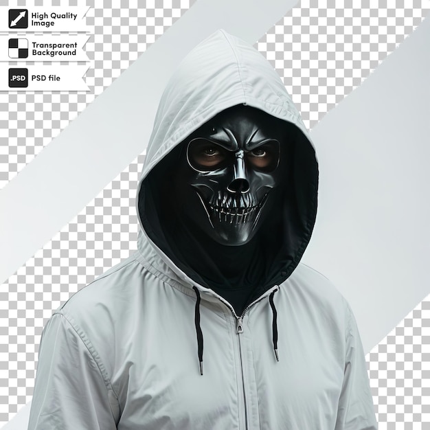 PSD a person wearing a mask with a skull on it