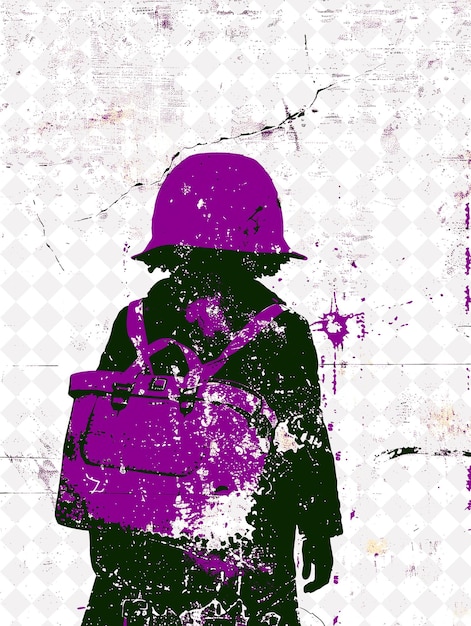 PSD a person with a purple backpack and a purple backpack