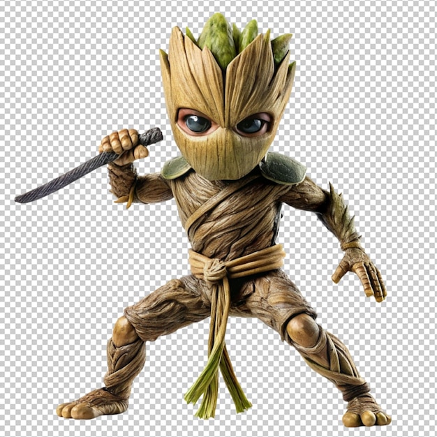 PSD personnage de groot en ninja isolated on transparent background