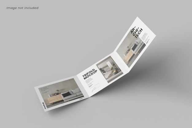 Perspective A4 Landscape Trifold Mockup for showcasing your design to client