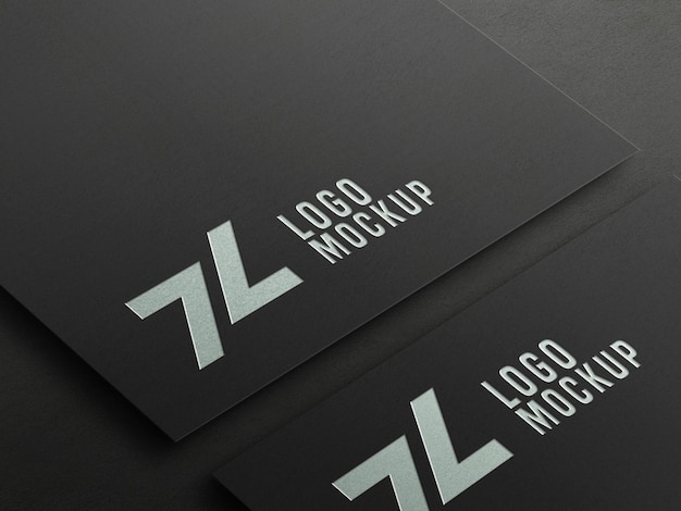 Perspective silver foil embossed logo mockup