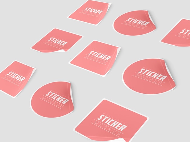 Perspective sticker set mockup