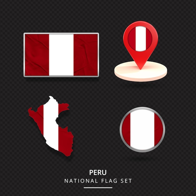 Peru National FlagMapLocationBadge element design