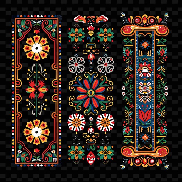 PSD peruvian retablo borderlines design with religious and cultu png unique stylized motifs designs