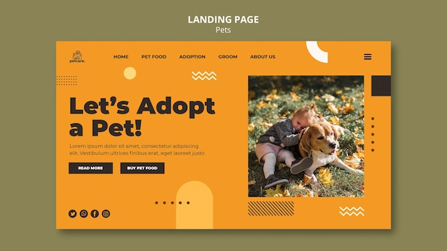 PSD pet adoption landing page