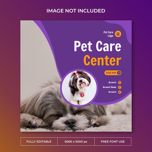 Pet care instagram post social media template