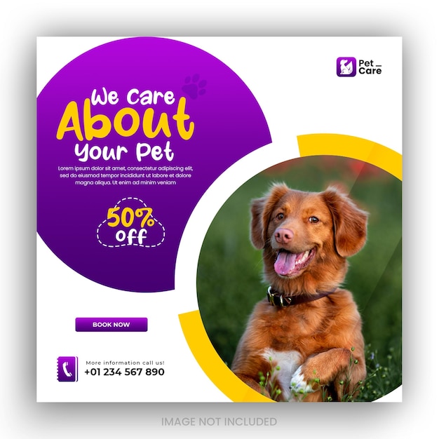 Pet care promotion web banner template