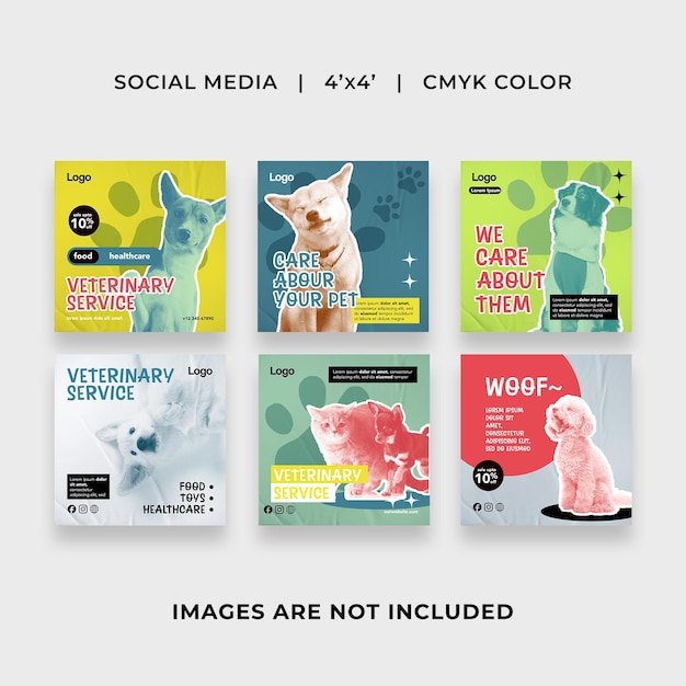 PSD pet clinic veterinary social media post templates