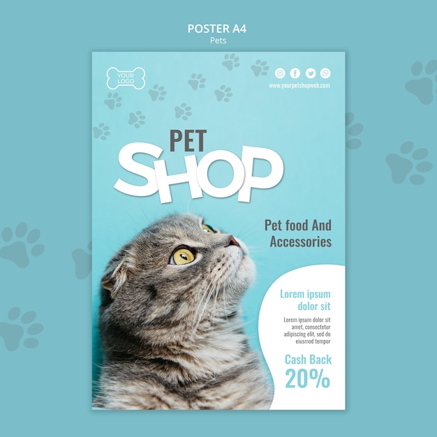 Pet shop poster template