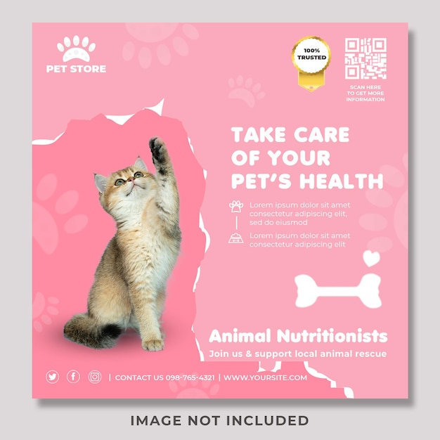 Pet store social media promotion web banner post design template