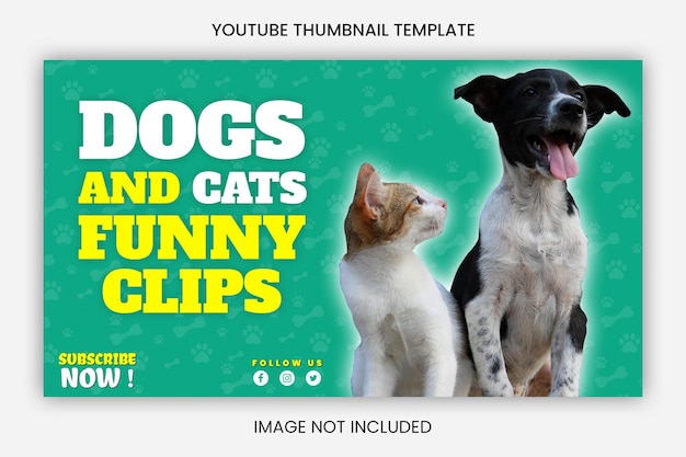 PSD pet youtube video thumbnail and web banner design template