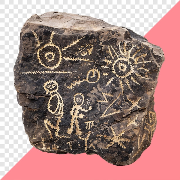 PSD petroglyphs transparent background isolated image generative ai