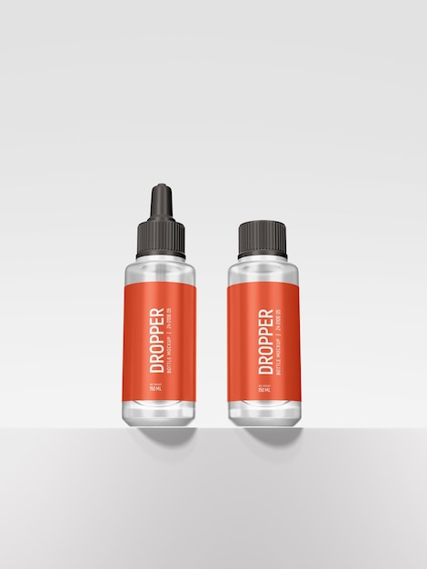 Pharmaceutical dropper bottle with box packaging mockup