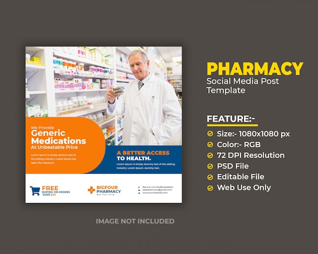 Pharmacy Medical Social Media Template Premium PSD