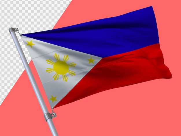 PSD philippines flag in realistic 3d render transparent background high quality flag