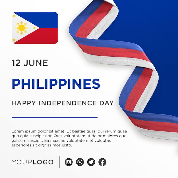 PSD philippines national independence day celebration banner national anniversary post template