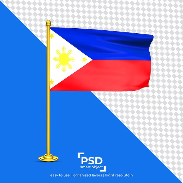 Philippines waving flag set isolated on transparent background