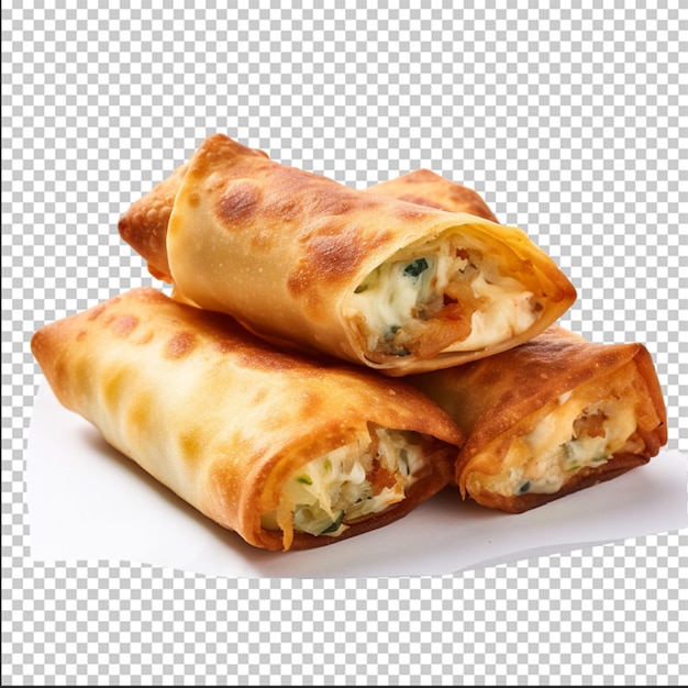 Philly Cheese Egg Rolls On White Background