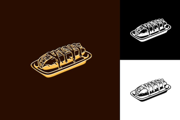 PSD philly cheesesteak food icon with a long roll sliced beef an flat illustration food vector design